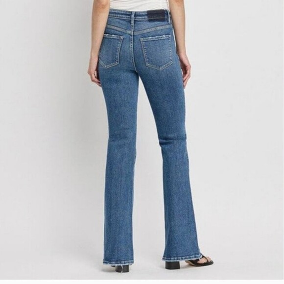 Vervet by Flying Monkey High Rise Slant Hem Flare Jeans Blue Size 25 - Picture 3 of 9